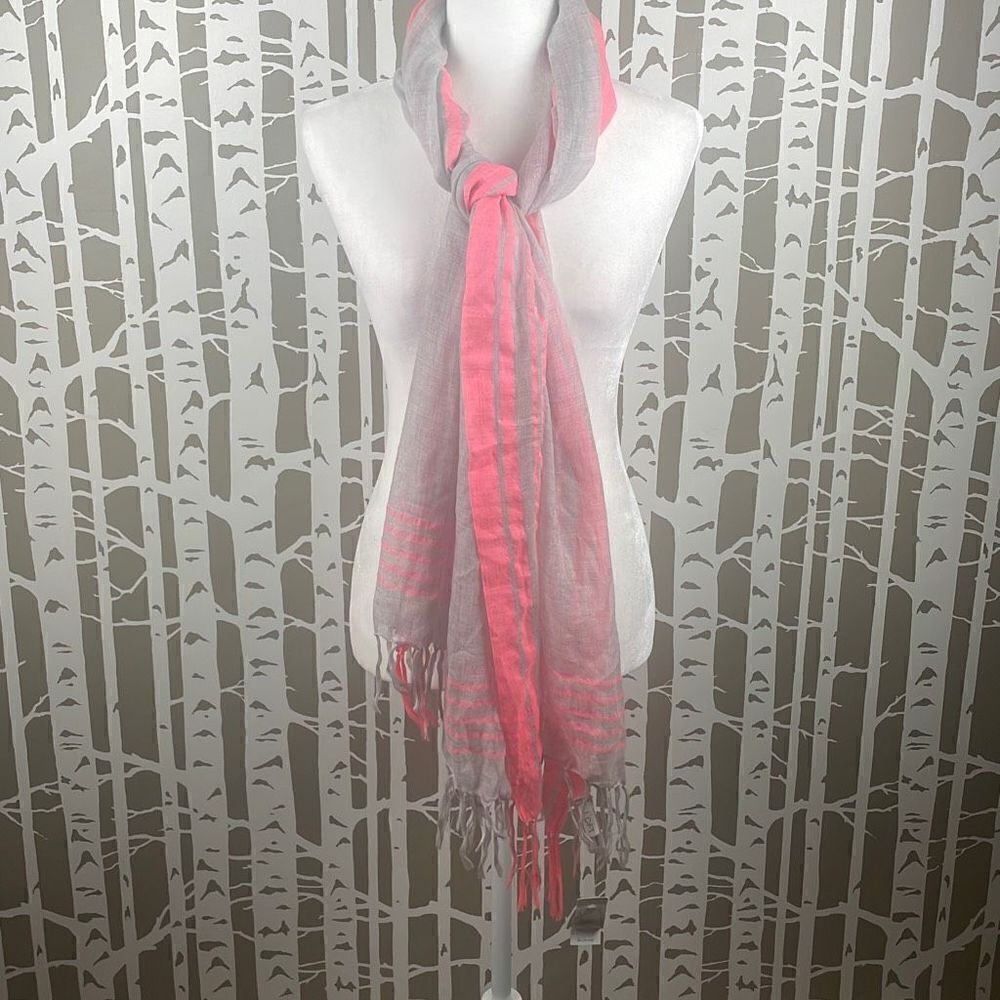 Ann Taylor LOFT Sheer Wool Blend Fringe Trim Scarf NEW $39.50
